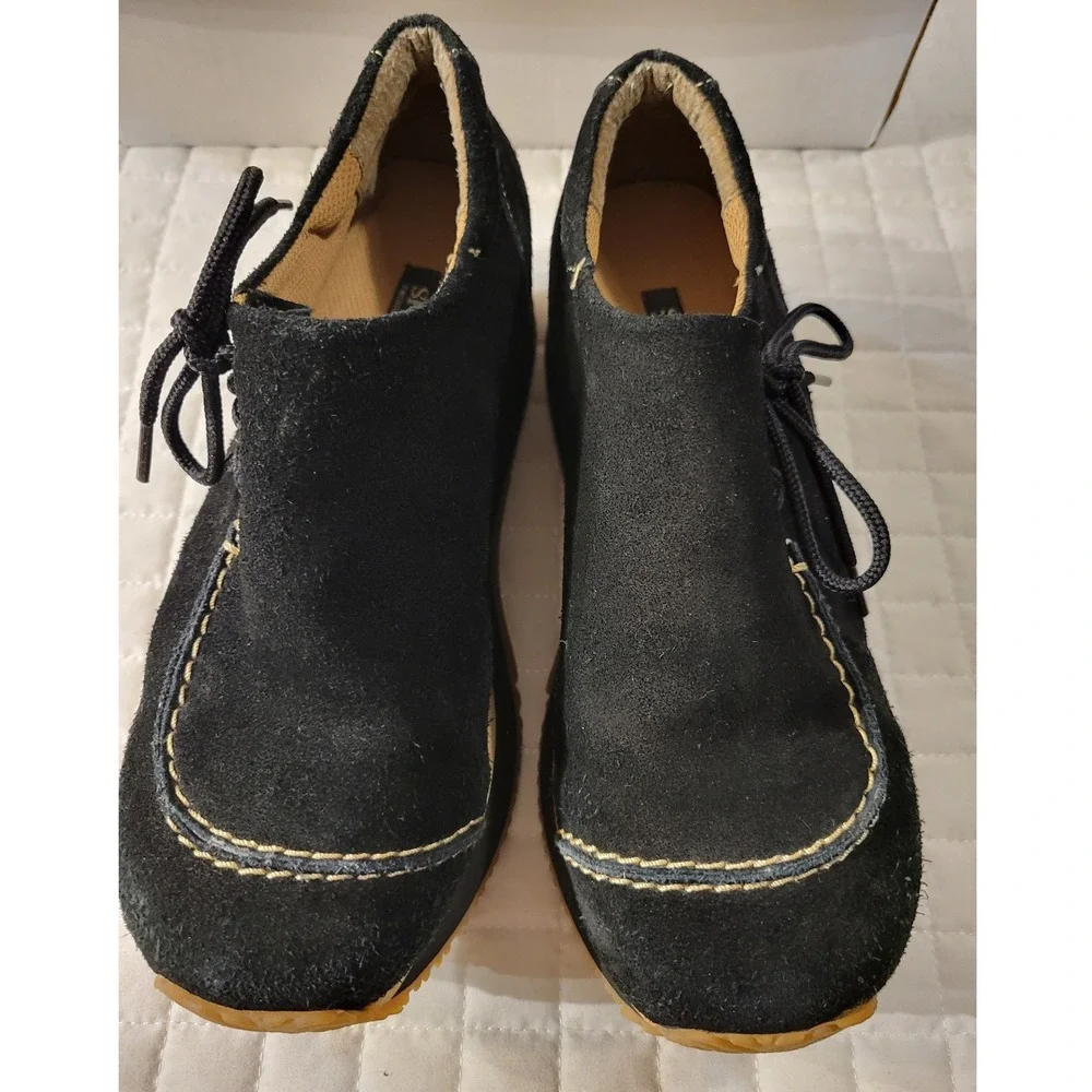 Y2K Splash Fashion Footwear Black Suede 2000s Platforms Beige Trim Festival Cute